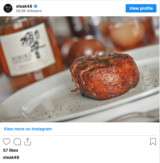 social media management featuring steak 48